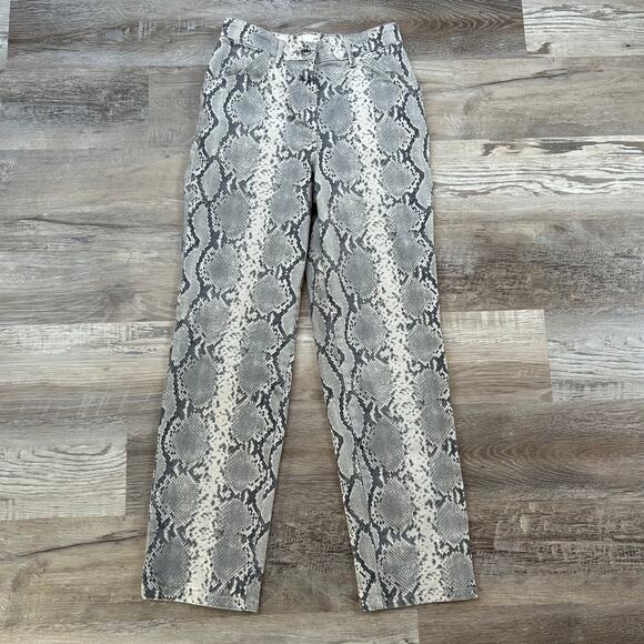Wilfred Free Pants Gray Snakeskin Print Cotton High Rise Straight Leg - Picture 1 of 9
